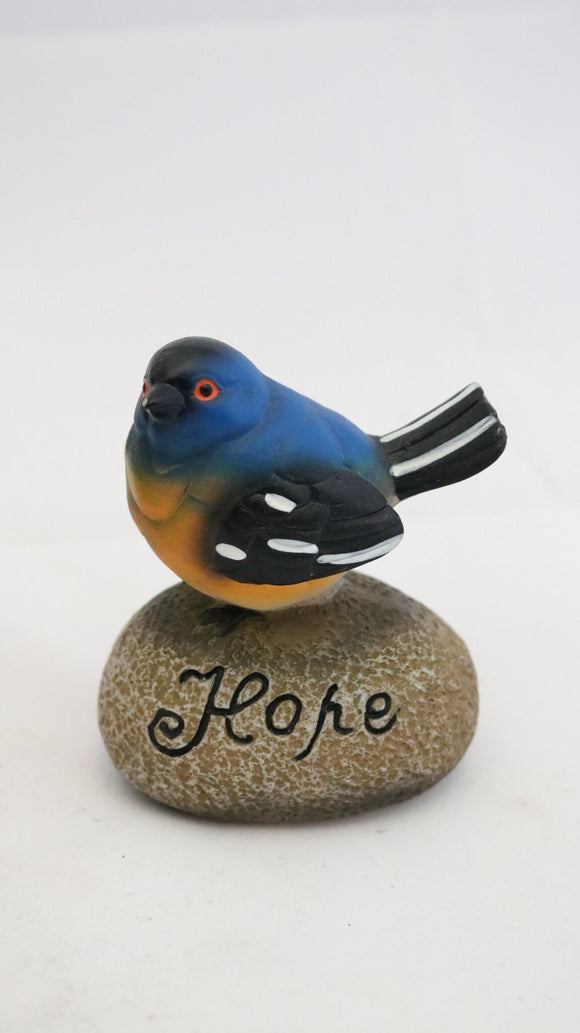 Inspirational Blue Bird Sitting on a Rock with the Word Hope
