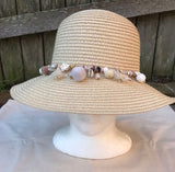 Ladies Womens Summer Shapable Floppy Cream Bucket Hat Sun Hat with Beaded Tie