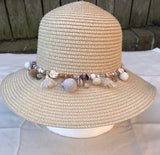 Ladies Womens Summer Shapable Floppy Cream Bucket Hat Sun Hat with Beaded Tie