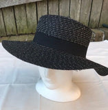 Ladies Summer Shapable Floppy Black Sequinned Sun Hat with Black Tie