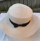 Ladies Summer Shapable Floppy Cream Silver or Gold Sequinned Sun Hat with Black Tie