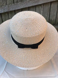 Ladies Summer Shapable Floppy Cream Silver or Gold Sequinned Sun Hat with Black Tie