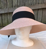 Ladies Summer Shapable Floppy Pink Sparkle Sun Hat with Black Tie