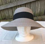 Ladies Summer Shapable Floppy Grey Sparkle Sun Hat with Black Tie