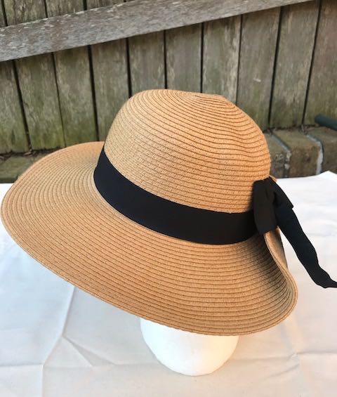 Ladies Summer Shapable Floppy Tan Sun Hat with Black Tie