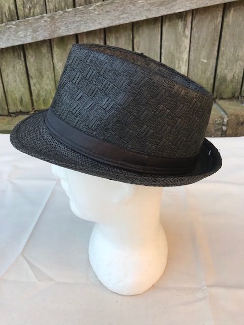 Unisex Fedora Trilby Hat Cap Black Paper Panama Style Packable Travel Sun Hat