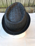 Unisex Fedora Trilby Hat Cap Black Paper Panama Style Packable Travel Sun Hat