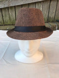 Unisex Fedora Trilby Hat Cap Brown Panama Style Packable Travel Sun Hat