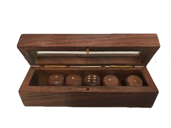 Wooden Dice set in a wooden box