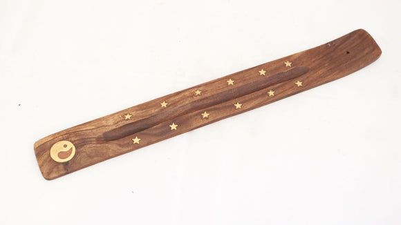 Yin and Yang Design Wooden Incense Holder for Cones and Sticks
