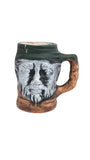 Middle Eastern Look Black & Silver Ceramic Decorative Tankard Cup