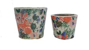 Multi Coloured Flower design Patterned Large and Small Pot