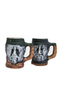 Middle Eastern Look Black & Silver Ceramic Decorative Tankard Cup