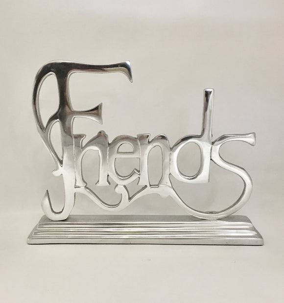 Large Friends Silver Metal Word Statue