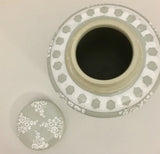 White And Light Grey Large Porcelain Storage Jar