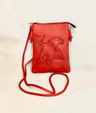 Orange Red/ Back Dolphin / Butterfly Clutch PU Leather Shoulder Bag
