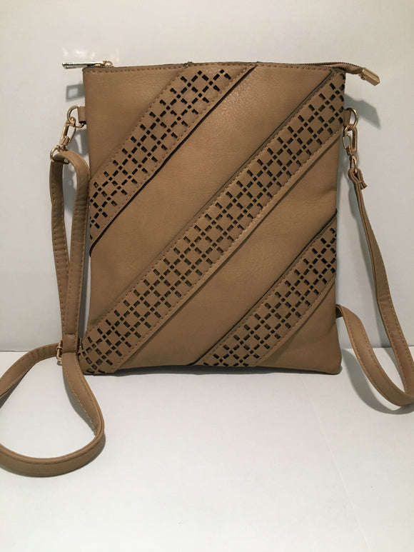 Sand Pierced Detailed Clutch Carry PU Leather Bag