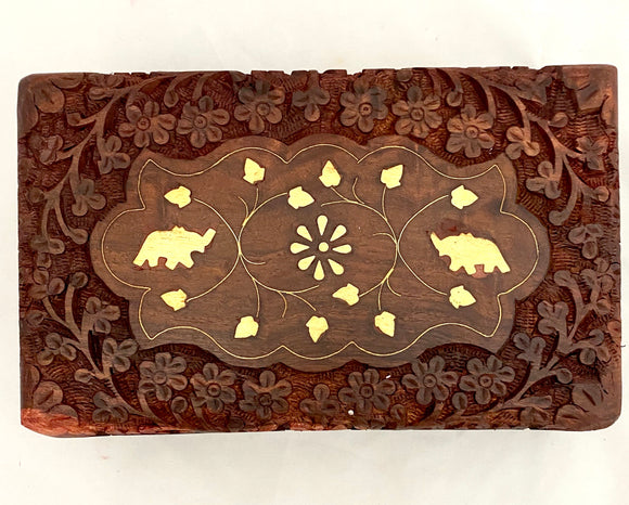 Elephant Wooden Trinkets Jewellery Box