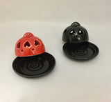 Black or Red Small Ceramic Corn Incense Holder