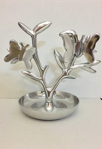 Silver Aluminium Butterfly On Tree Jewellery Stander
