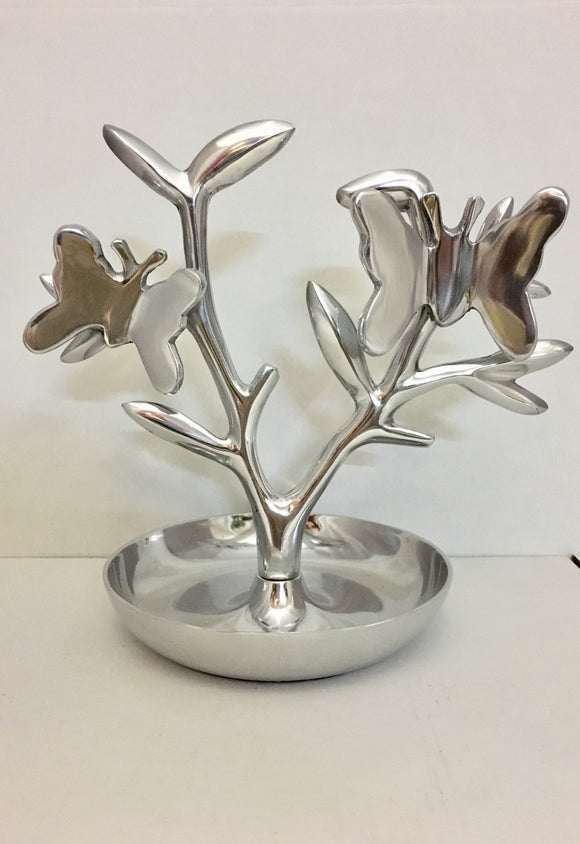 Silver Aluminium Butterfly On Tree Jewellery Stander