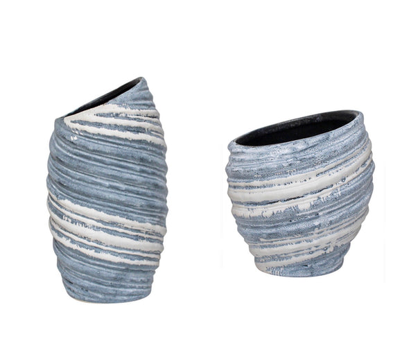 Vase/Planter OysterBlue Stoneware Ceramic Modern Design Large/Medium