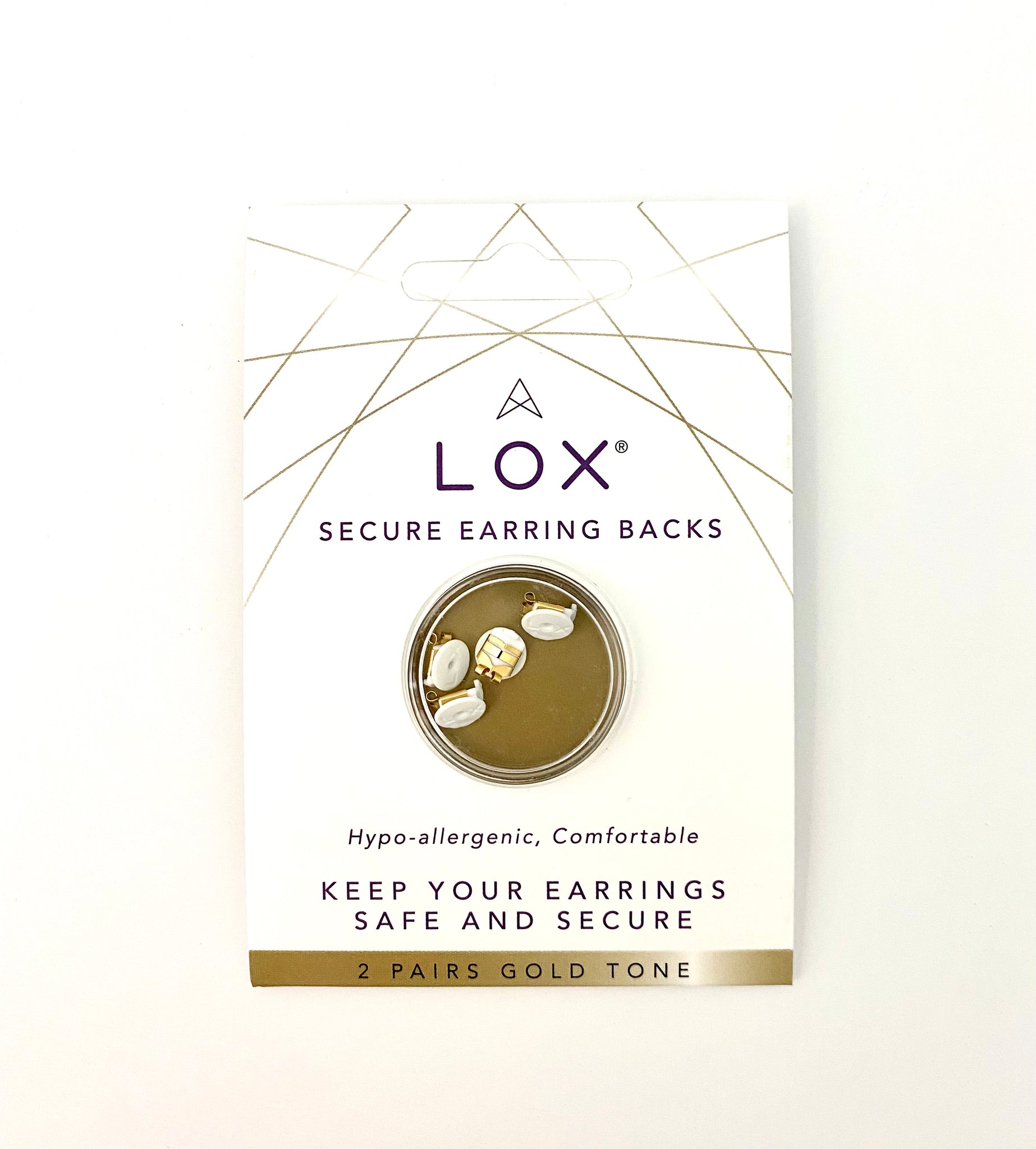 LOX Secure Earring Backs 2 Pairs Pack Gold/Rose Gold /Silver Hypo