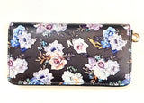Beautiful Flower Design PU Leather Wallet with Black Background