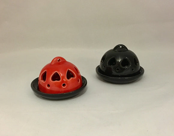 Black or Red Small Ceramic Corn Incense Holder