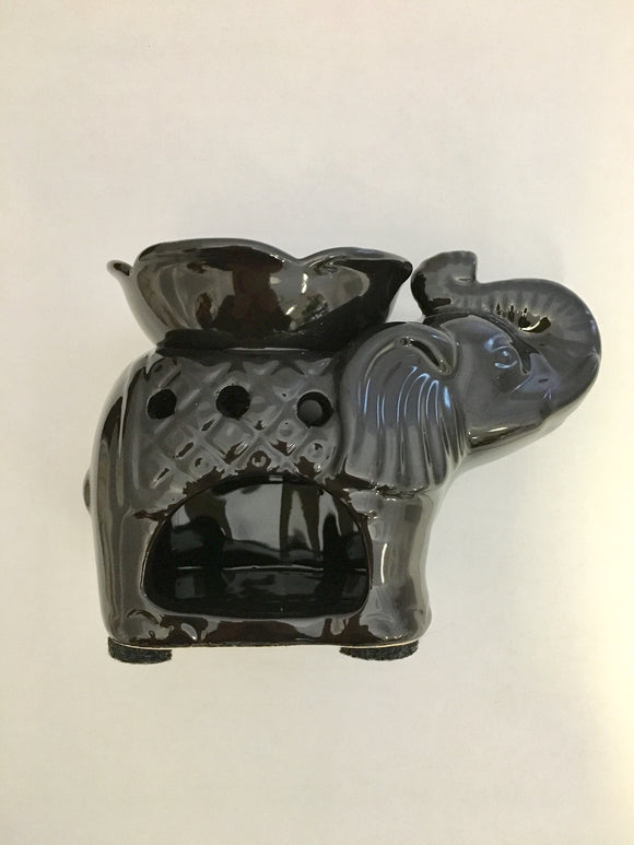 Oil Burner Elephant Design Black Ceramic Wax Warmer