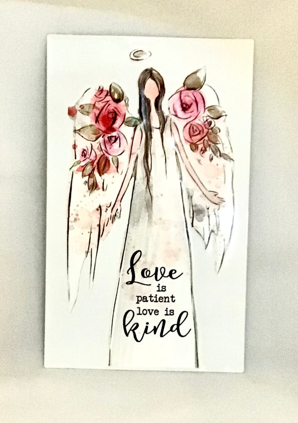 Wall Decoration Hanging Sign - ‘Love is patient love is kind’ Tin