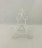 White Wrought Iron French Country Look Plate Photo Stand Large