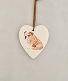 Ceramic Hanging Heart - Love Bulldog - Love is A Four Legged Word