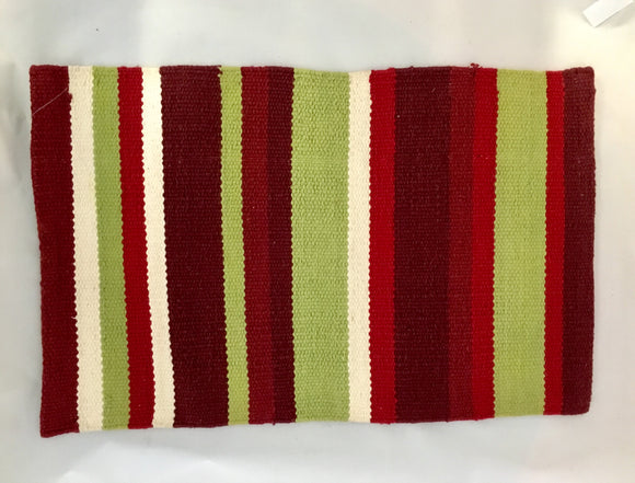 2 x Red And Green Striped Cotton Place Mats 51x33cm
