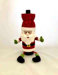 Santa Clause Wine Bottle outfit/Cover Holder Sitting Christmas Holiday Festivity