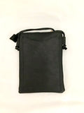Black Small Carry PU Leather Bag with Material and Chain Detail