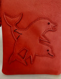 Orange Red/ Back Dolphin / Butterfly Clutch PU Leather Shoulder Bag