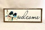 Welcome Sign Timber Framed Water Colour Printed