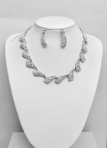 Diamante Necklace Earrings Set Formal Wedding Party Bridal Jewelry