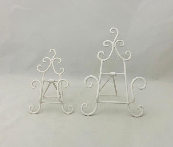 White Wrought Iron Look Plate Photo Display Stand Small
