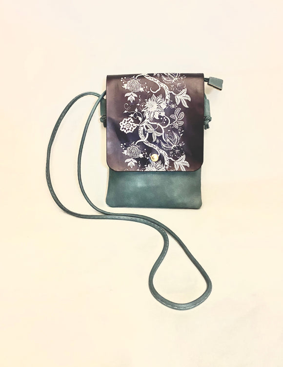 Floral Light Blue/Soft Pink Tree Clutch PU Leather Shoulder Bag