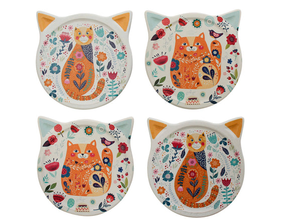 Coasters Cat Folksy Assorted