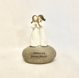 Sentimental Friendship Sisters on Rock “Best Friends are Alway There” “Sisters are Forever Friends”.