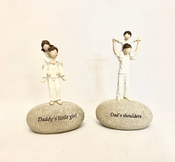 Sentimental Dad Daughter/Son on Rock “Daddy’s Little Girl”, “Dad’s Shoulders”