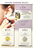 LOX Secure Earring Backs 2 Pairs Pack Gold/Rose Gold /Silver Hypo-Allergenic UK MADE