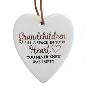 Ceramic Hanging Heart - Grandchildren Fill a Space in your Heart