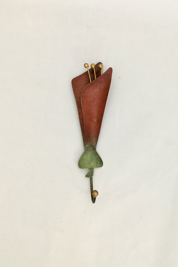 Red Tulip Tin Wall Hook