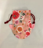 Japanese Kimono Fabric Cosmetic Koi Small Purse Kinchaku - Pink Fish Bag
