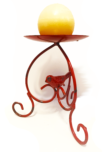 Red Bird Large Single Candle Holder/Tray